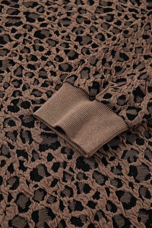 Threaded Pear Annie Ribbed Trim Leopard Top