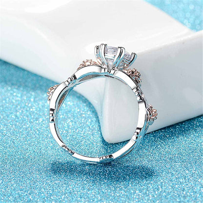 Cubic Zirconia & Two-Tone Flower Band Ring Set-1