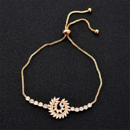 Cubic Zirconia & Crystal Goldtone Feather Adjustable Bracelet