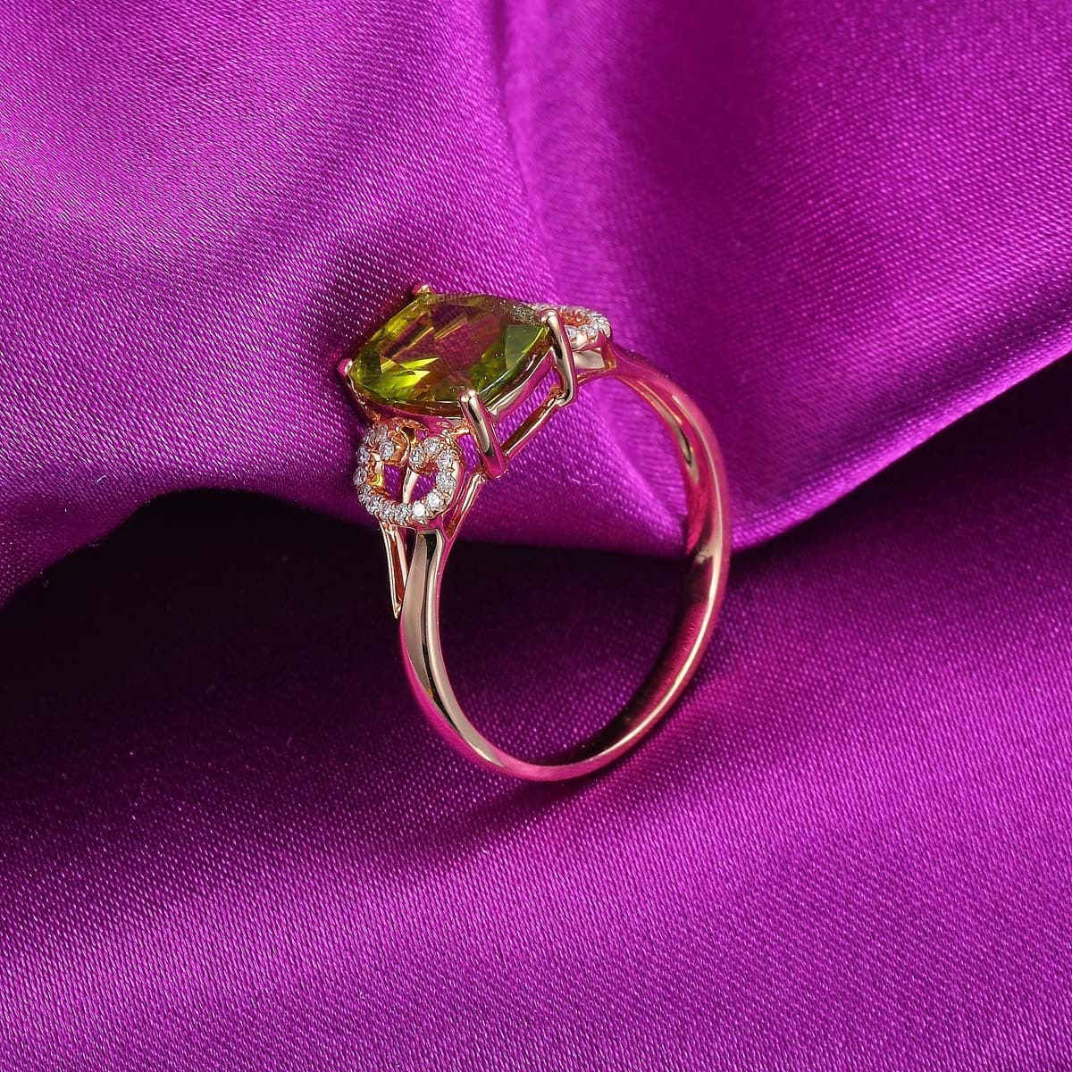Olive Crystal & Cubic Zirconia Rose Goldtone Oval Swirl Ring