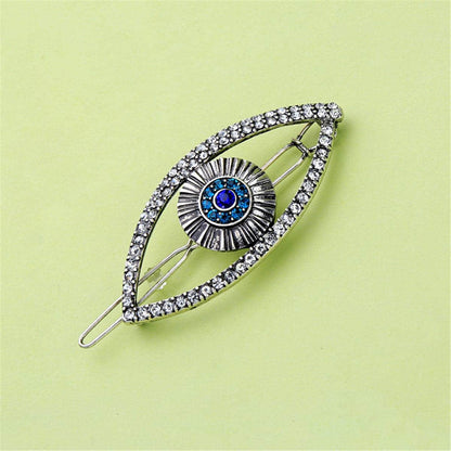 Cubic Zirconia & Silvertone Evil Eye Hair Clip