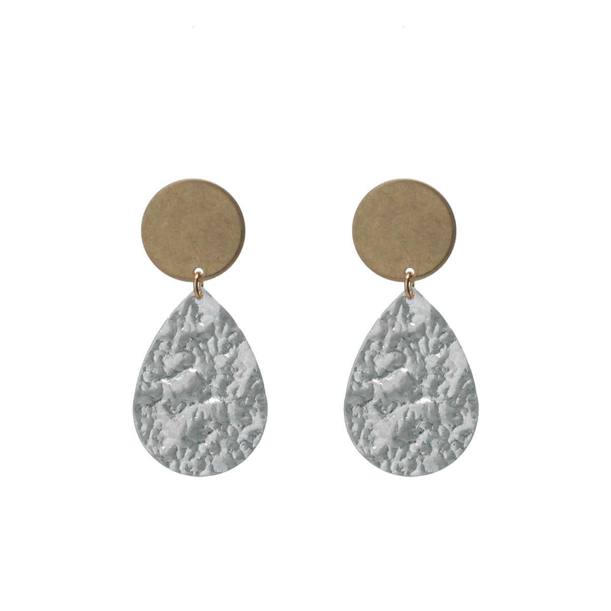 Two Tone Hammered Drop Earrings