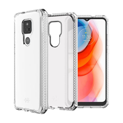 Itskins Spectrum // Clear Protective Phone Case Compatible with Moto G Play (2021), Slim Hybrid Case, Anti-Yellowing, and Heavy Duty Shockproof Cover, Military Phone Case - Transparent