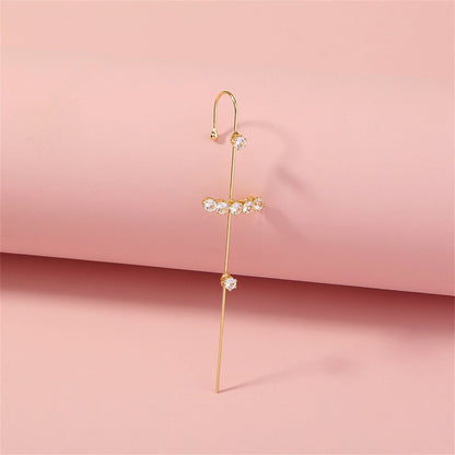 Cubic Zirconia & Goldtone Drop Earring