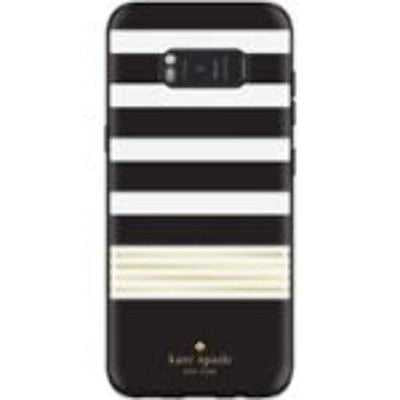 Kate Spade New York Protective Hardshell Case for Samsung Galaxy S8 Plus - Stripe 2 Gold Foil / Black / Cream