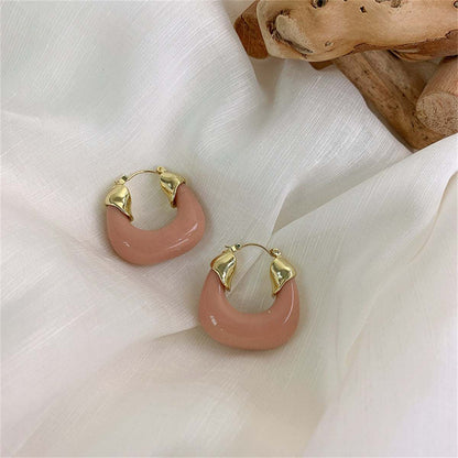 Pink Resin & Goldtone U-Stud Earrings