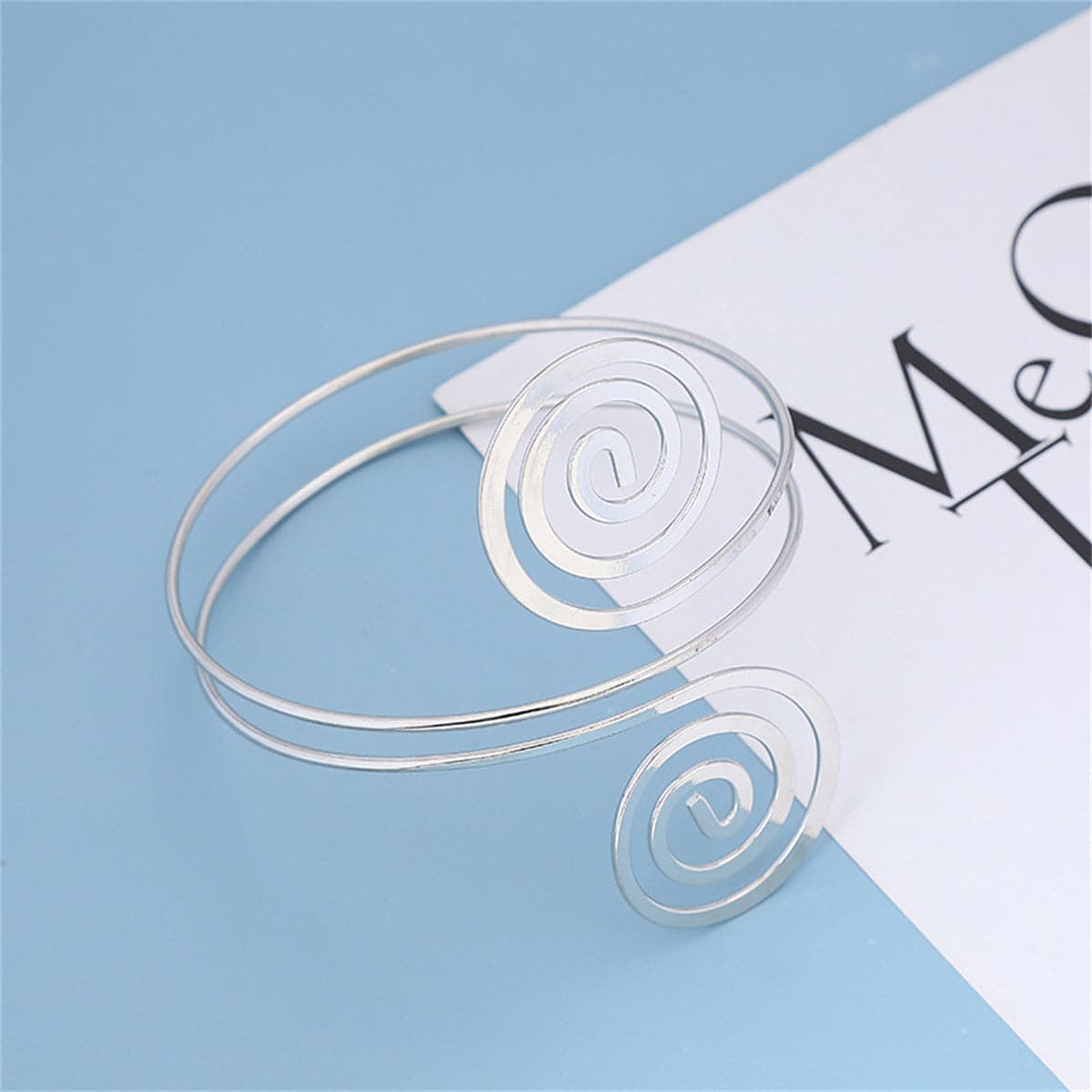 Silvertone Swirl Bypass Arm Cuff