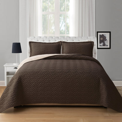 Elegant Comfort 3-Piece Majestic Quilted Reversible Bedspread Coverlet Set