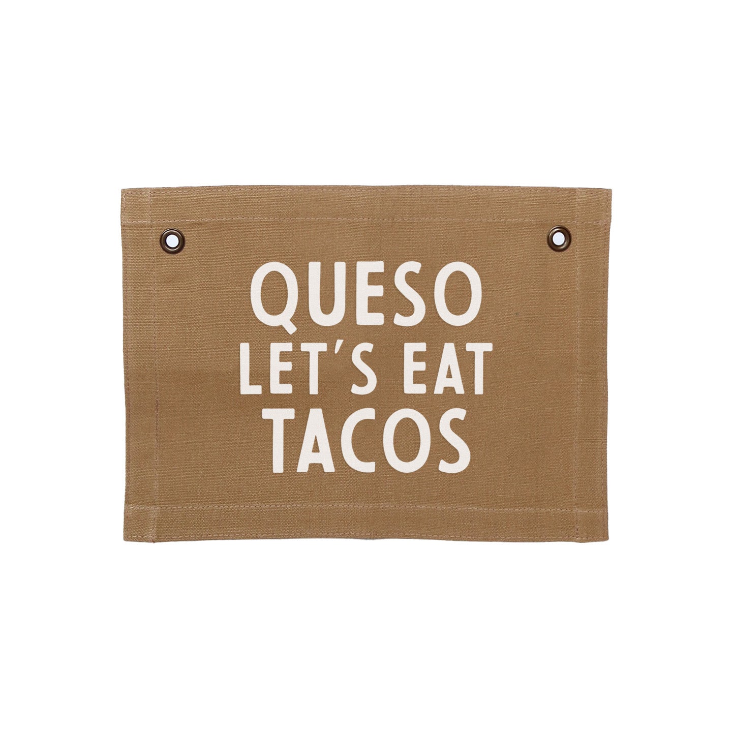 Frankie Jean Queso Let's Eat Tacos Small Canvas Flag