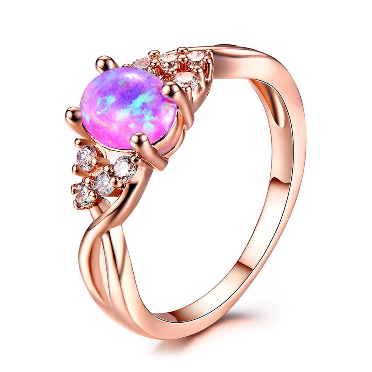 Purple Opal & Rose Goldtone Twist Ring