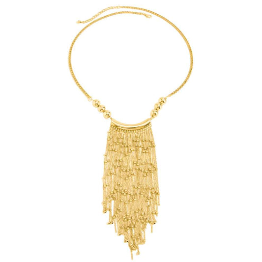 Goldtone Ball Tassel Statement Necklace