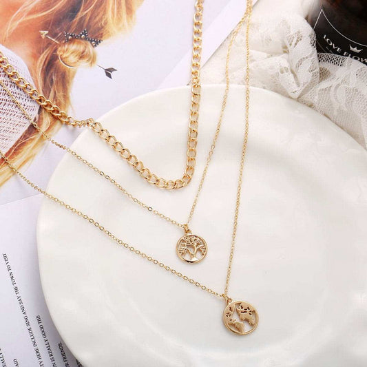 Pearl & Goldtone Coin Pendant Layer Necklace