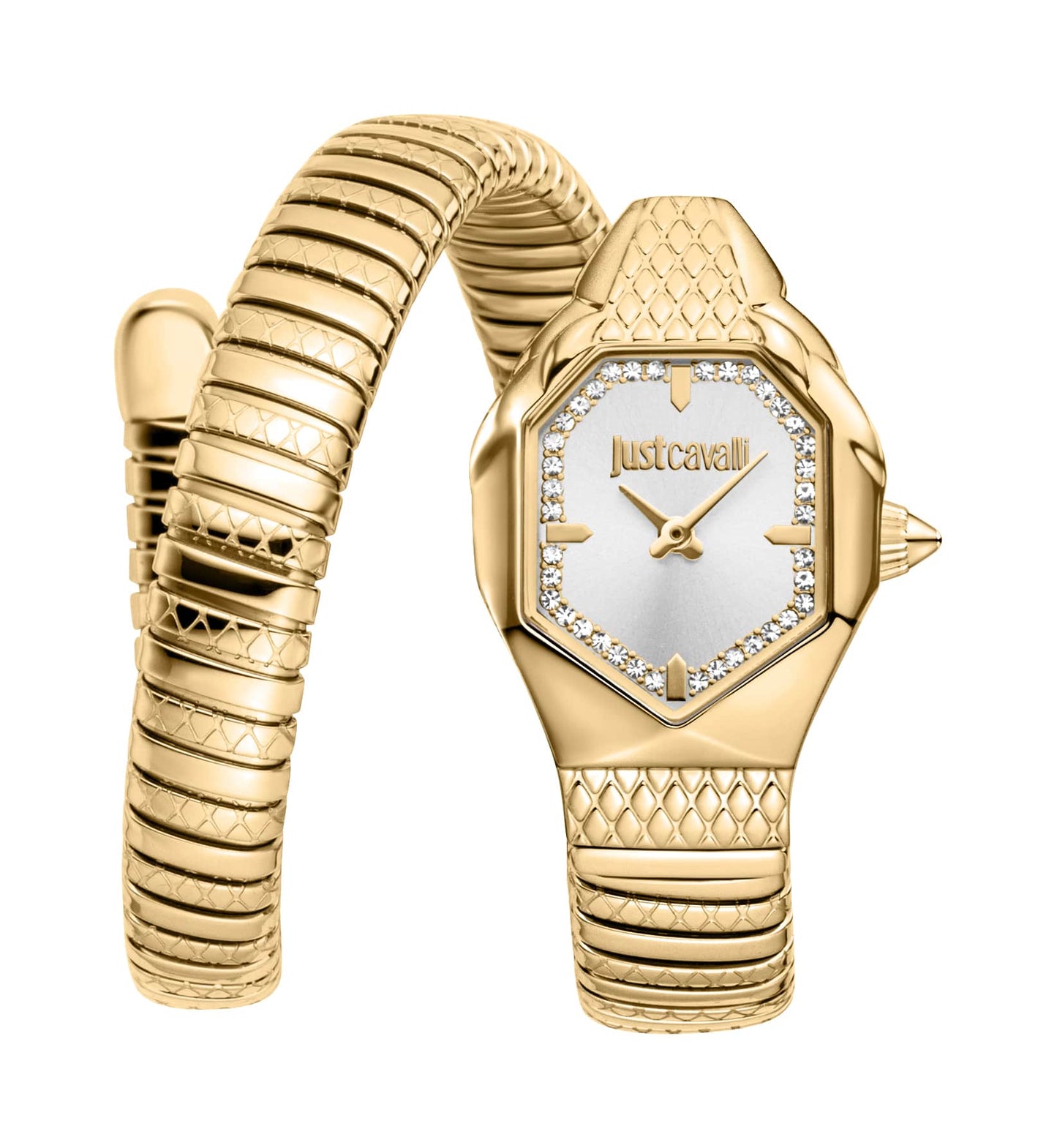 Just CAVALLI Women Watch, Gold Color Case, Silver Dial, Gold Color Metal Bracelet, 2 Hands, 3 Atm-3