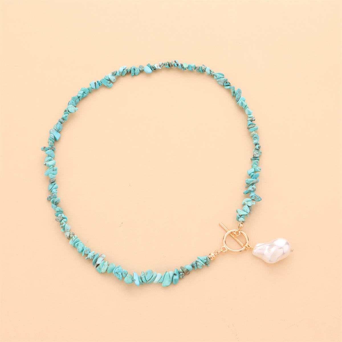 Pearl & Turquoise Goldtone Drop Pendant Necklace