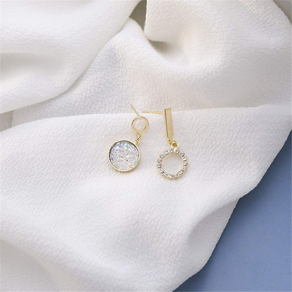 Cubic Zirconia & White Resin Goldtone Mismatch Drop Earrings
