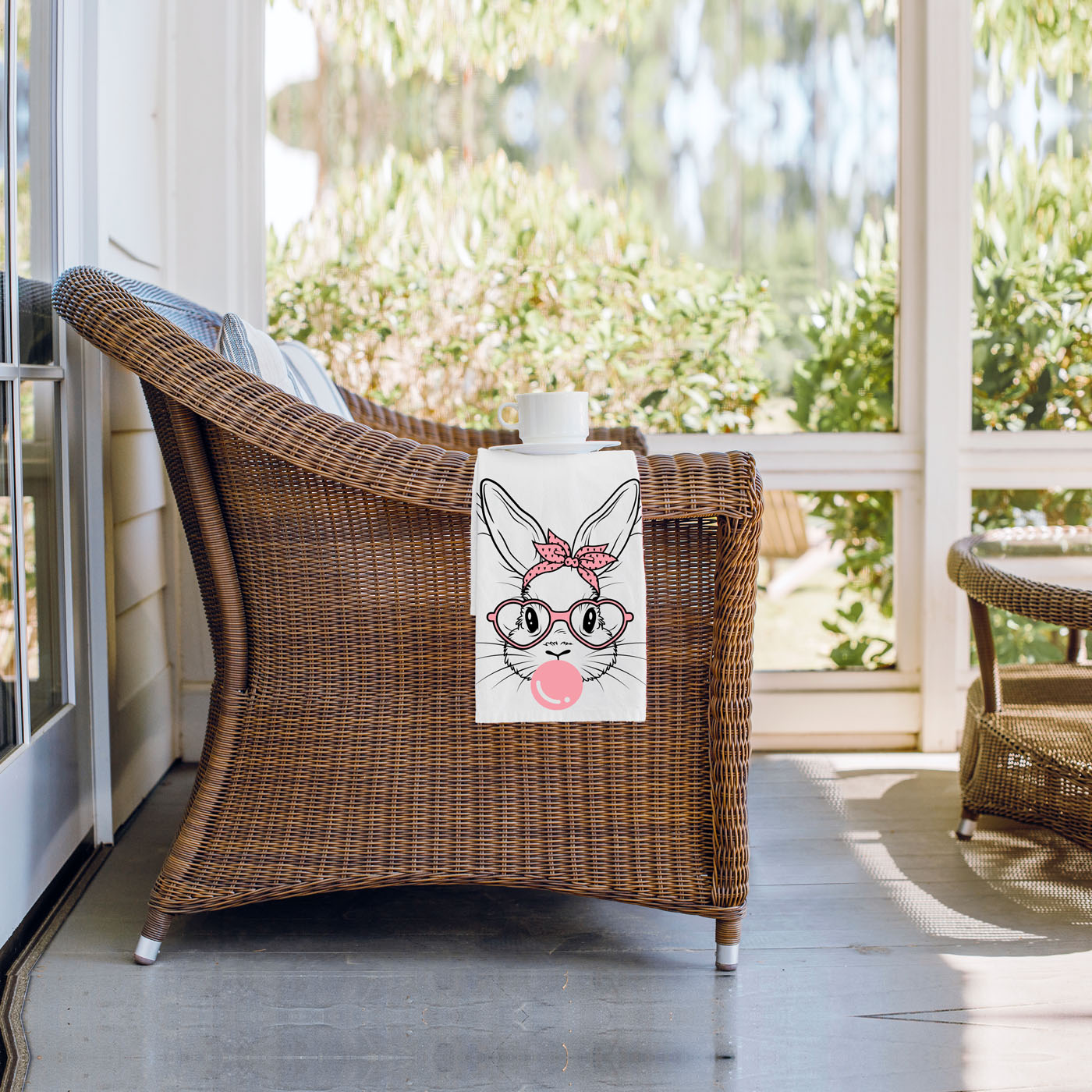 Cool Easter kitchen towel bunny heart sunglasses
Graphic bunny dish towel bubblegum bandana spring
Mid-century modern bunny kitchen towel bubblegum pink
