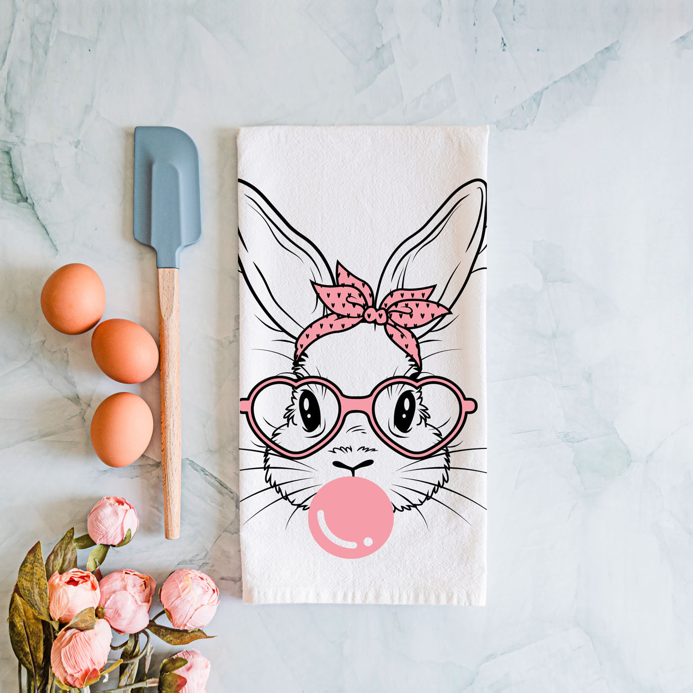 Retro diner aesthetic Easter towel bunny heart glasses
Vintage inspired bunny kitchen towel bubblegum design
Contemporary graphic bunny dish towel pink bandana
Modern minimalist Easter towel bubblegum bunny
