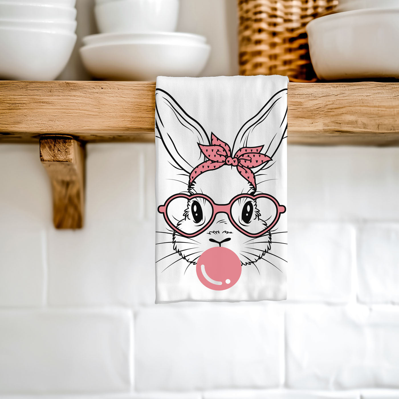Contemporary farmhouse bunny towel bubblegum retro
Rockabilly bunny kitchen towel bandana heart glasses
Modern retro Easter towel bubblegum bunny design
Graphic illustration bunny dish towel pink spring
