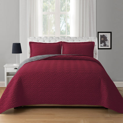 Elegant Comfort 3-Piece Majestic Quilted Reversible Bedspread Coverlet Set