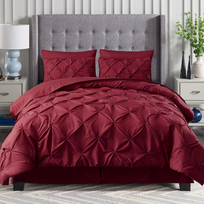 Elegant Comfort 8-Piece Pintuck Pinch Pleated Comforter Set - Includes 4-Piece Sheet Set with Double Sided Storage Pockets