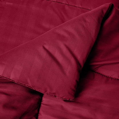 Elegant Comfort 8-Piece Dobby Stripe Comforter Set - Includes 4-Piece Sheet Set with Double Sided Storage Pockets
