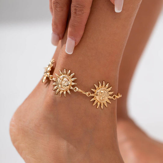 Goldtone Sun Station Anklet
