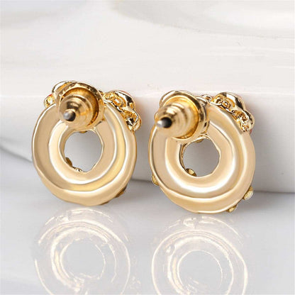 Cubic Zirconia & Enamel Goldtone Wreath with Bow Stud Earrings