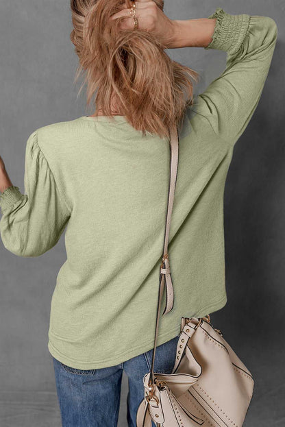 Threaded Pear Adelynn Textured Half Sleeve Blouse