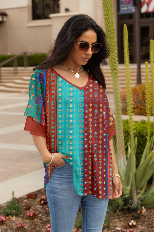 Green & Rust Stripe Floral-