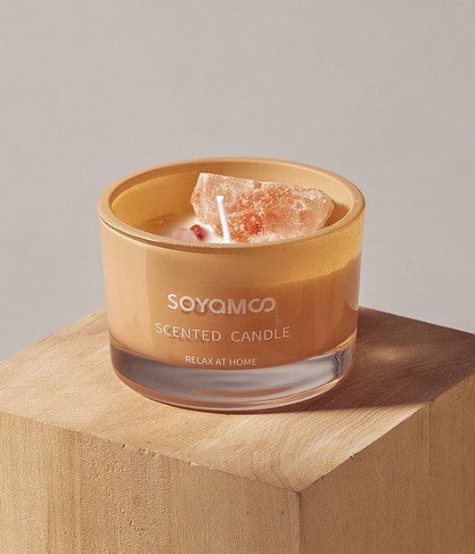 SOYAMOO Citrus Breeze Crystal Infused Scented Candle