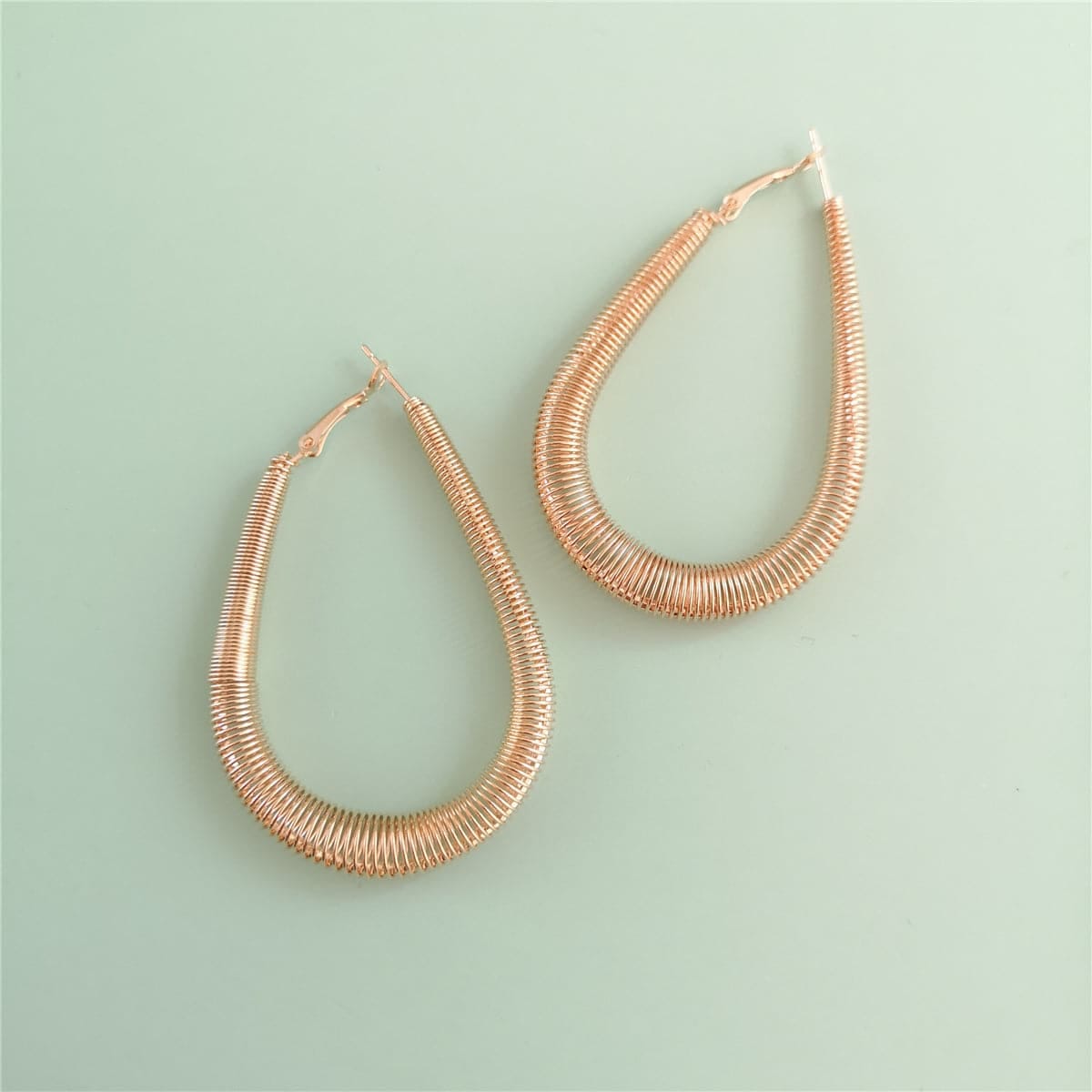 Goldtone Spring Open Teardrop Earrings