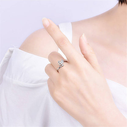 Cubic Zirconia & Silvertone Swan Bypass Ring
