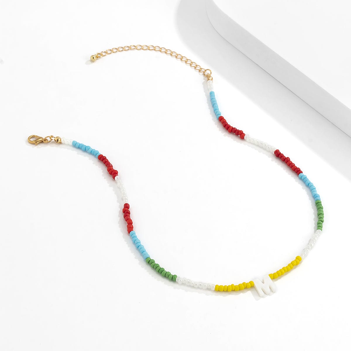 Multicolor Howlite & Acrylic Goldtone 'M' Beaded Choker Necklace