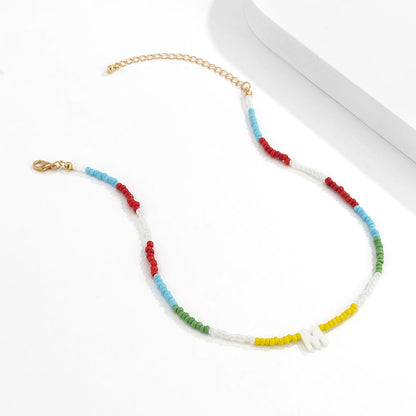 Multicolor Howlite & Acrylic Goldtone 'M' Beaded Choker Necklace
