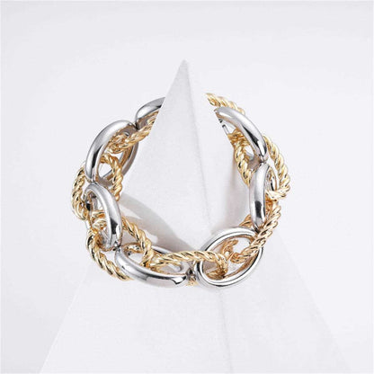 Two-tone Interlocked Twine Oval Chain Bracelet
