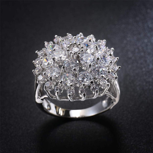 Crystal & Cubic Zirconia Sunflower Openwork Ring