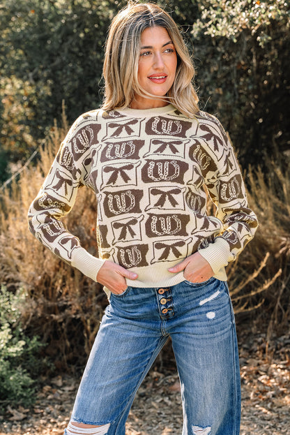 Threaded Pear Sofia Western Fashion Print Sweater