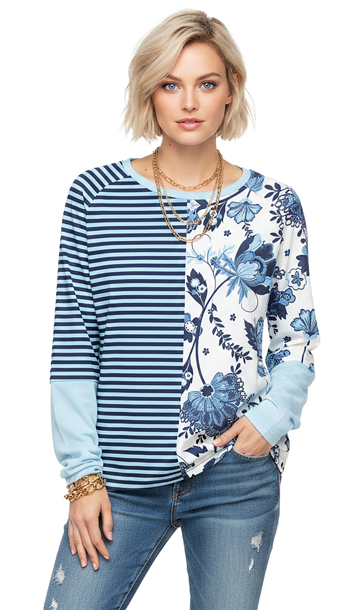 White Blue Print-