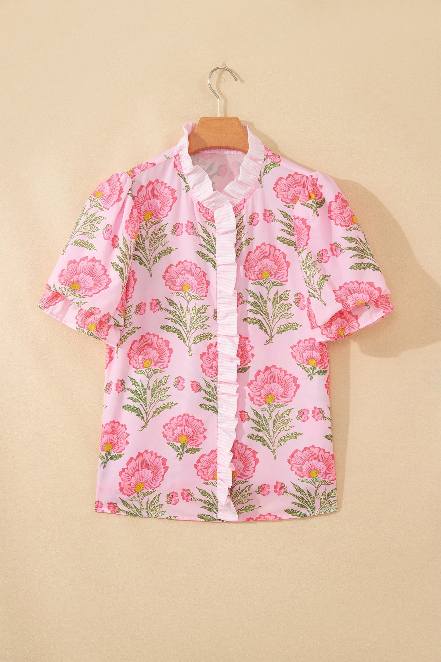 Threaded Pear Melanie Trim Puff Sleeve Shirt