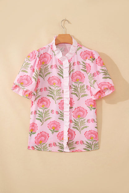 Threaded Pear Melanie Trim Puff Sleeve Shirt