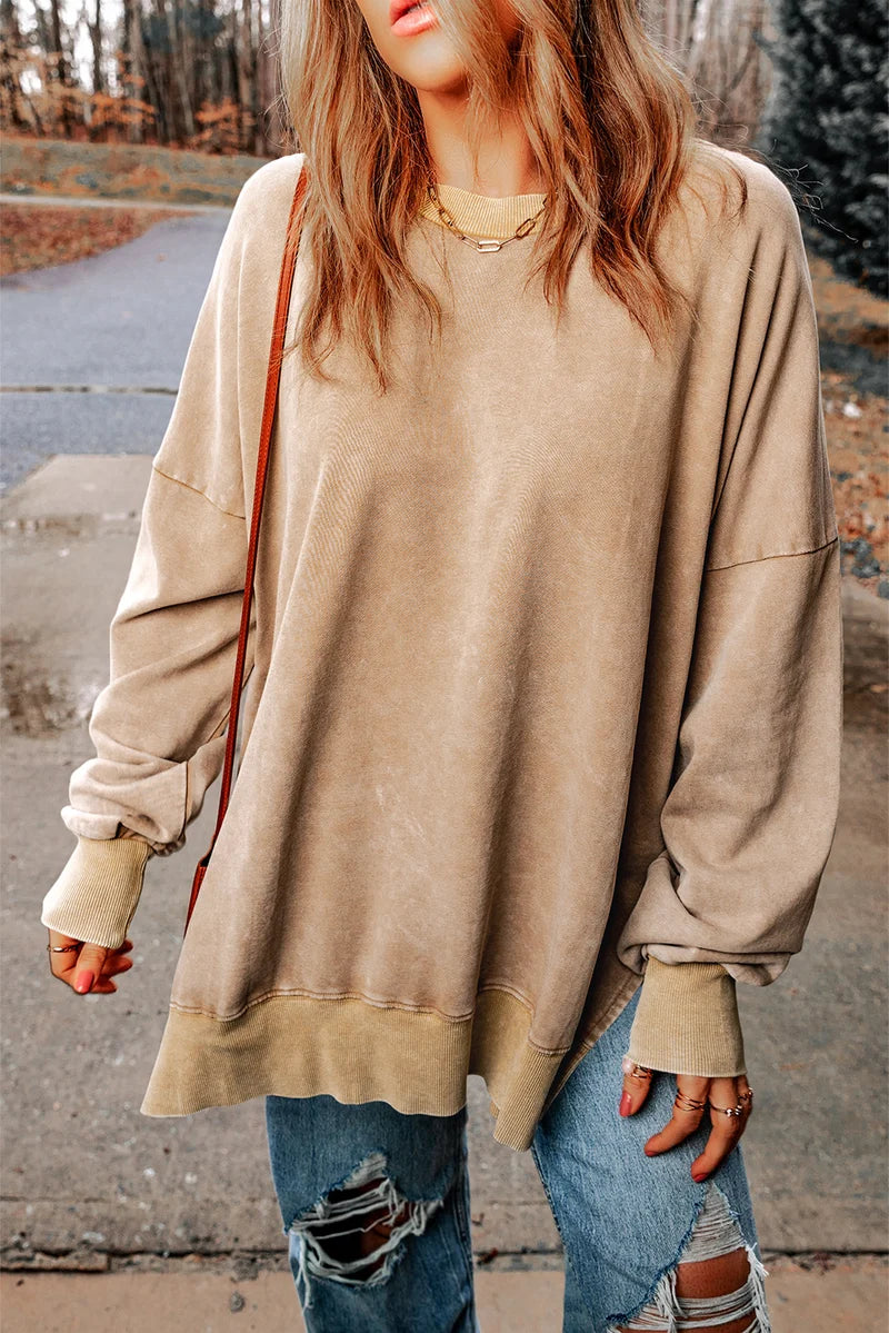 Threaded Pear Ella Ribbed Trim Oversized Sweatshirt