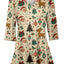 Beige Christmas Tree Village Holiday Print
