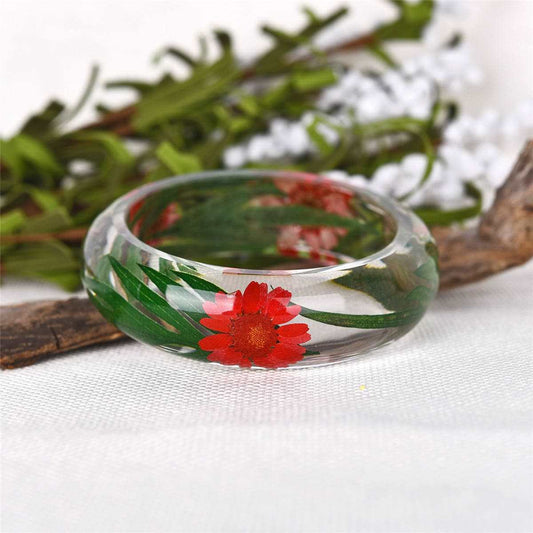 Green & Red Dried Flower Bangle