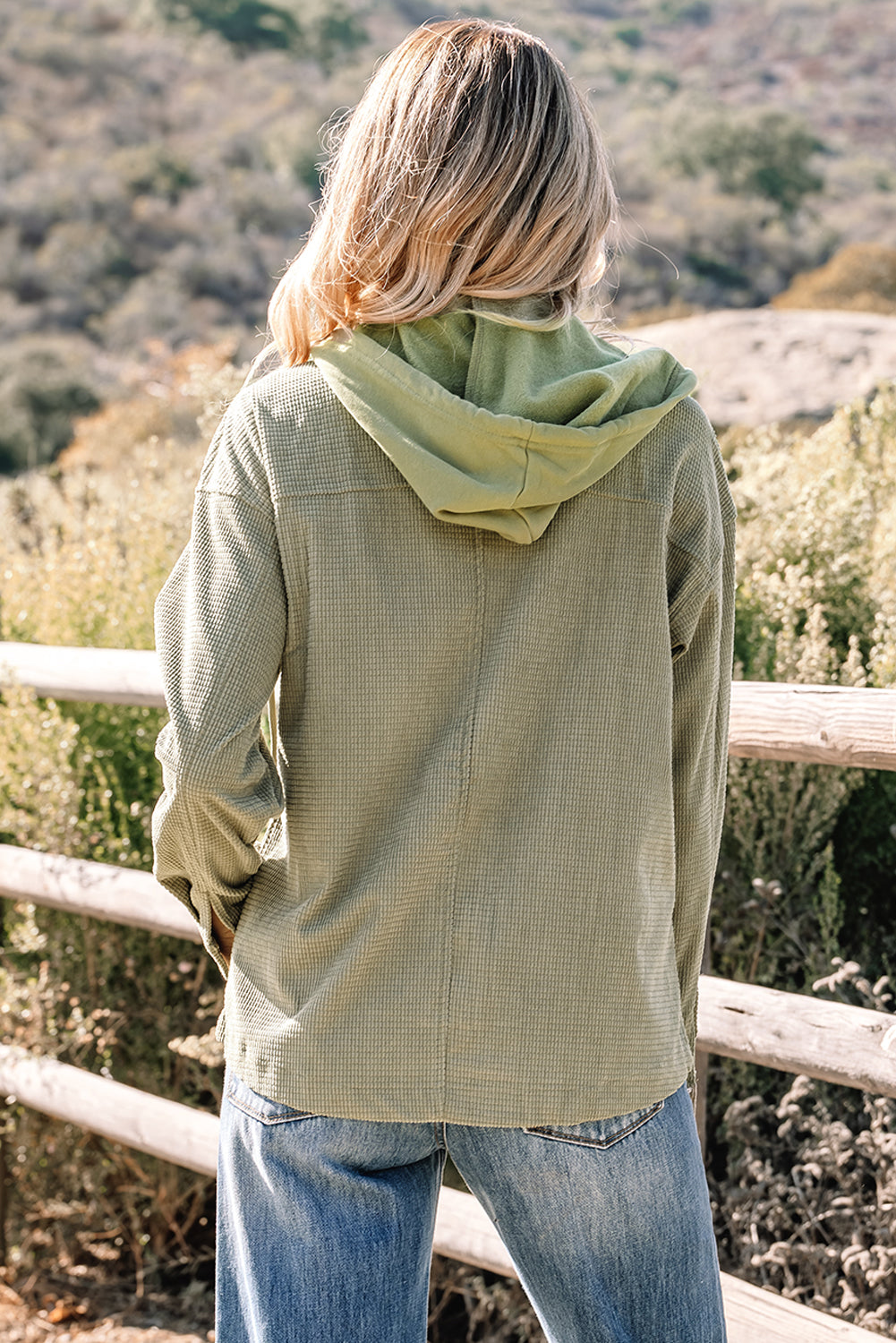 Threaded Pear Undine Knit Textured Hooded Jacket
