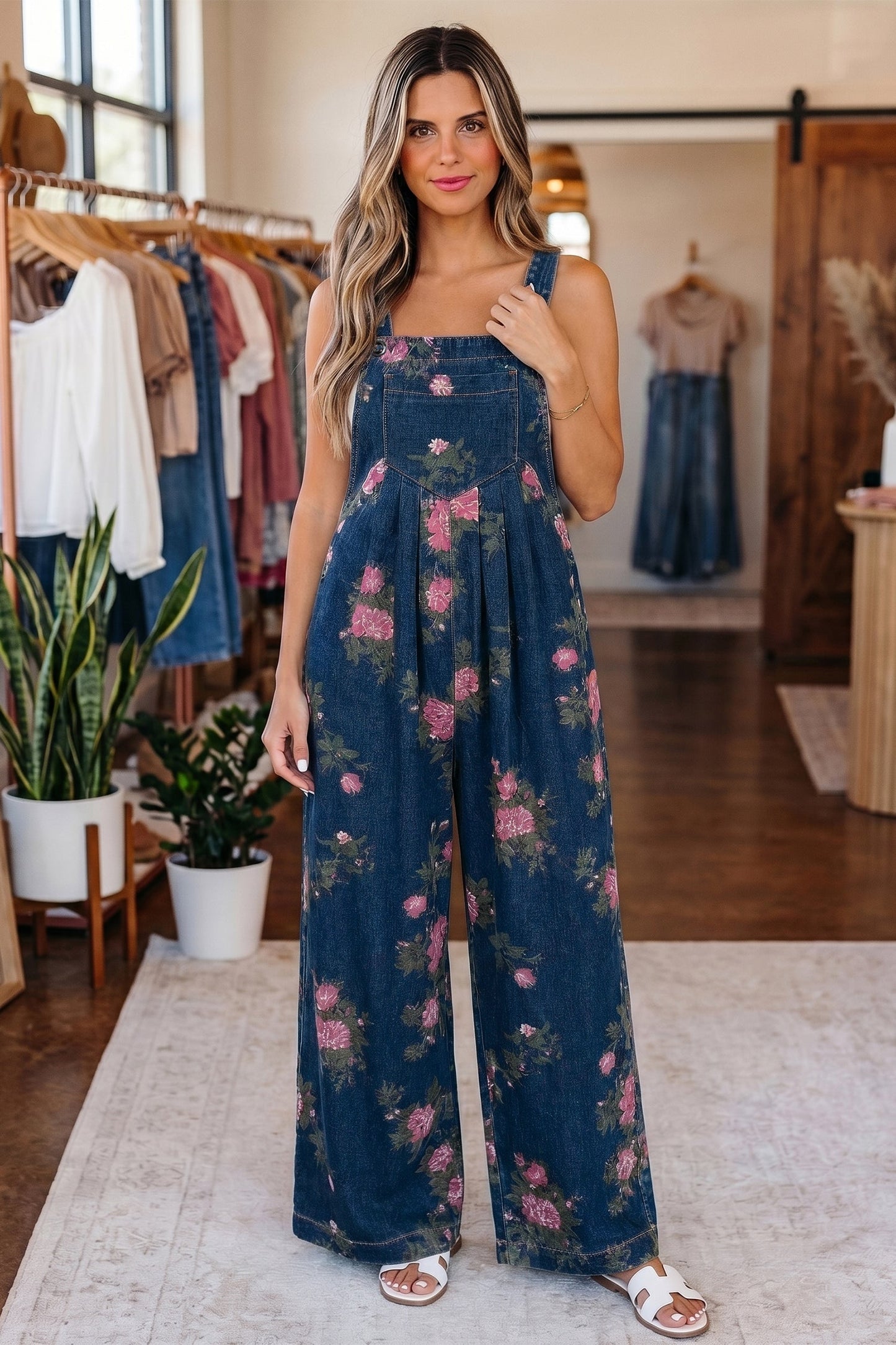 Threaded Pear Akira Waist Wide Leg Jumpsuit