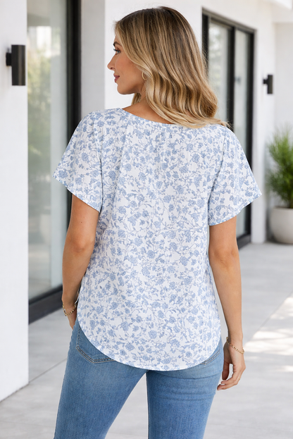 Threaded Pear Avianna Print Fantasy Fluttering Blouse