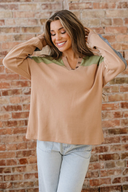 Threaded Pear Amirah Drop Shoulder Henley Top