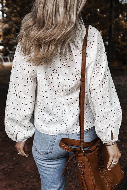 Threaded Pear Paige Eyelet Embroidered Puff Sleeve Blouse