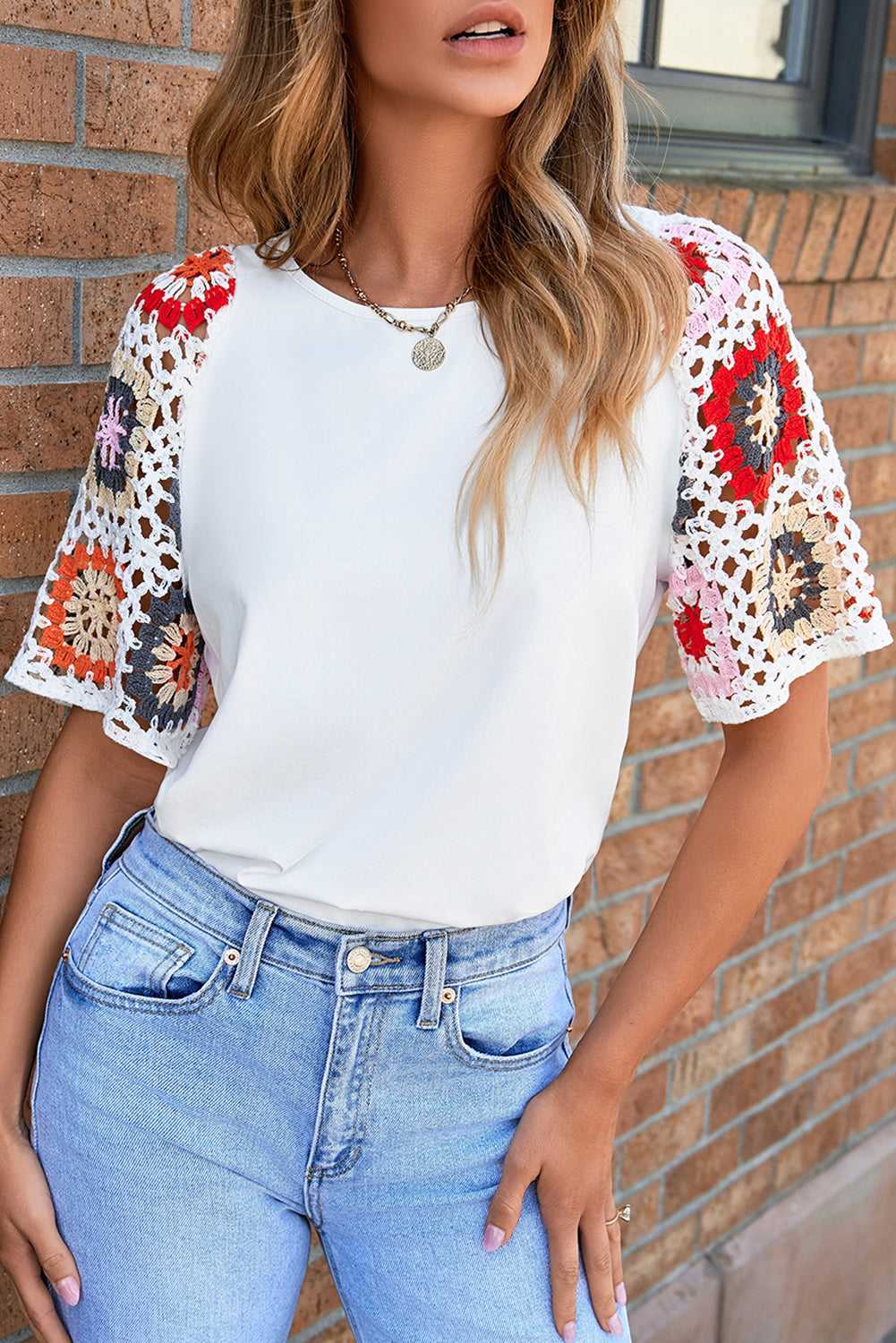 Rayne Crochet Short Sleeve Top - White / S - 4/6