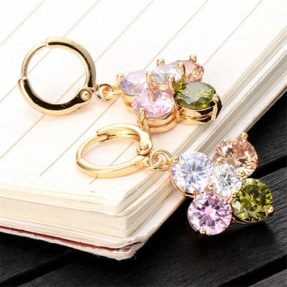 Cubic Zirconia & Goldtone Flower Drop Earrings